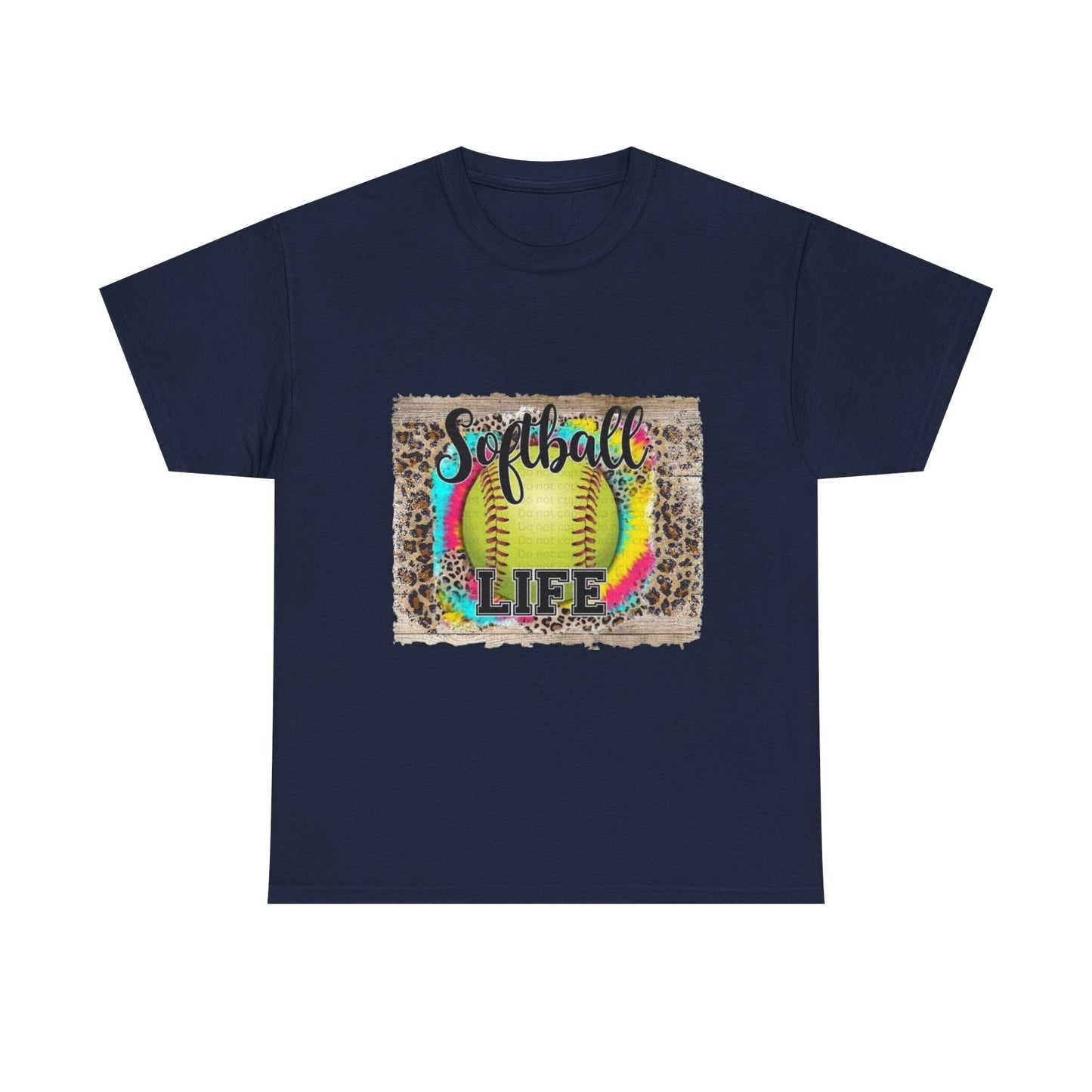 Softball Life Tee — Neon Softball Graphic with Leopard Accent
