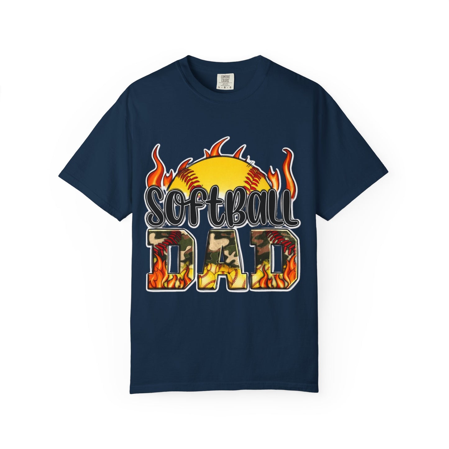 Softball Dad T-Shirt — Flaming Softball Design