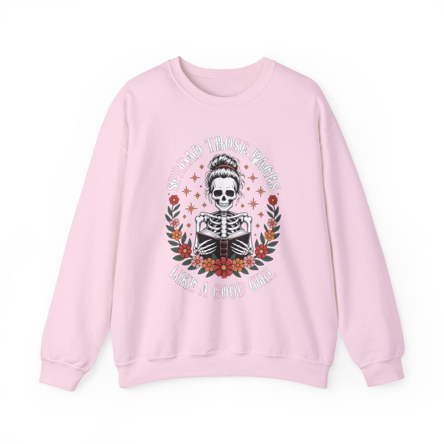 Skeleton Reading Sweatshirt — "And Then There Were None" Floral Gothic Crewneck
