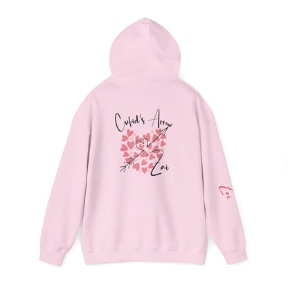 Cupid’s Arrow Lei Hoodie — Heart Arrow Script Pullover for Valentine’s Day