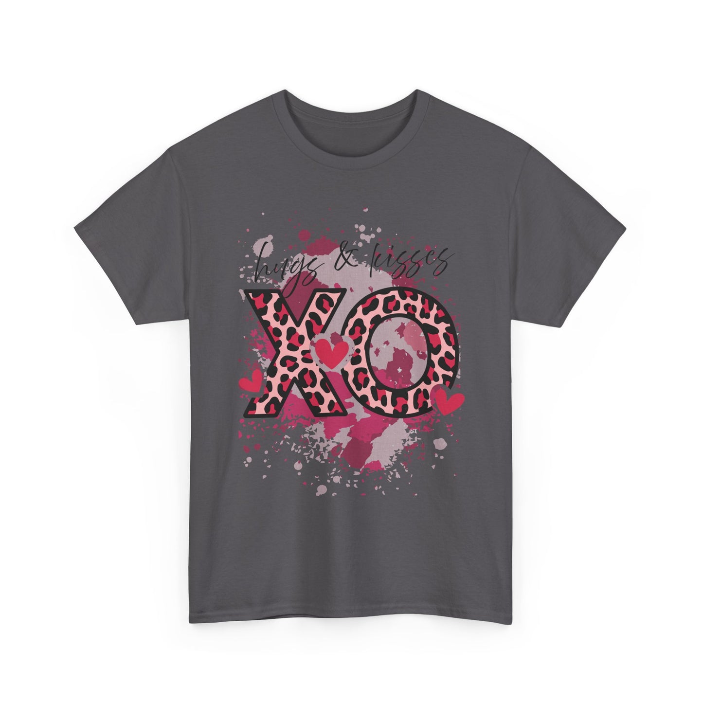 XO Hugs & Kisses Leopard Print Tee — Valentine's Day Graphic Shirt