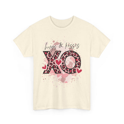 XO Hugs & Kisses Leopard Print Tee — Valentine's Day Graphic Shirt