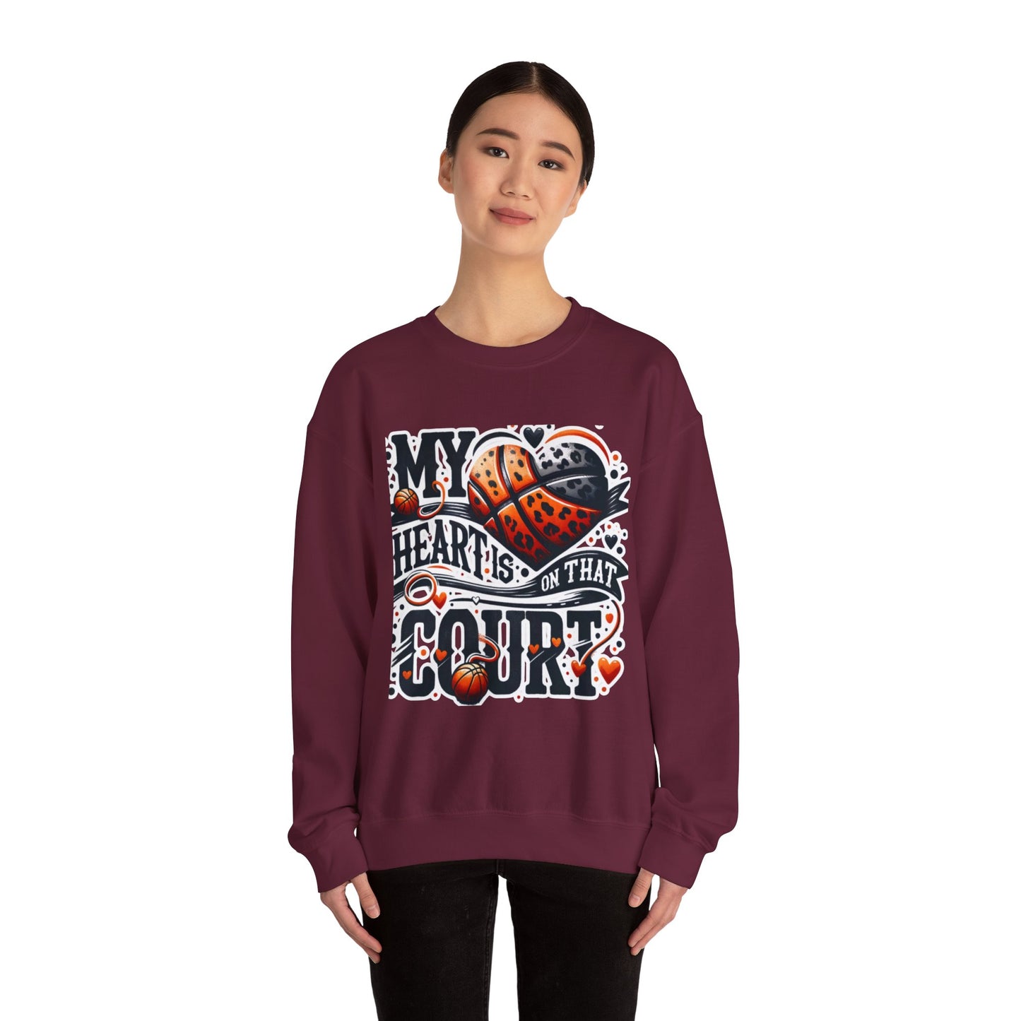 Basketball 'My ❤️Is On That Court' Crewneck Sweatshirt