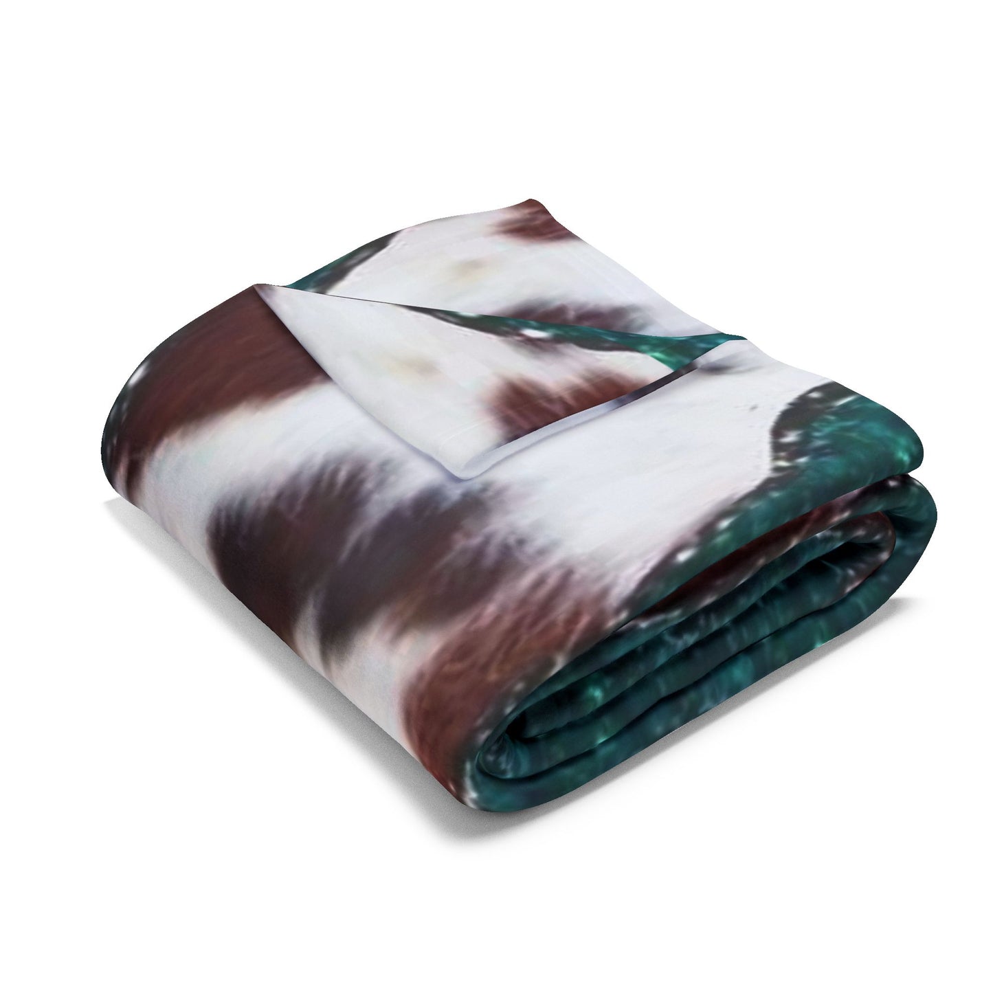 Fleece Blanket — Teal Glitter & Cowhide Pattern Cozy Throw
