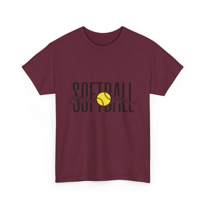 Softball Mom/Player Tee — Retro Script Softball Graphic T-Shirt