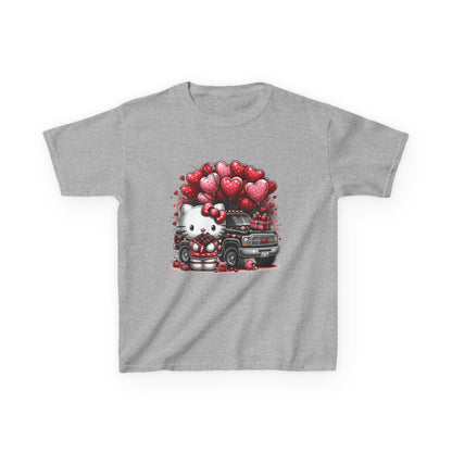 Kids Tee — Cute Kitty with Heart Balloons Valentine Shirt