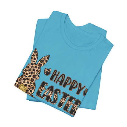 Leopard Print 'Happy Easter' Bunny Tee
