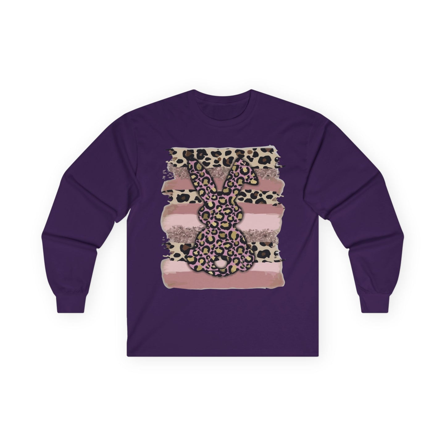 Leopard Bunny Long Sleeve Tee — Pink Stripes & Animal Print