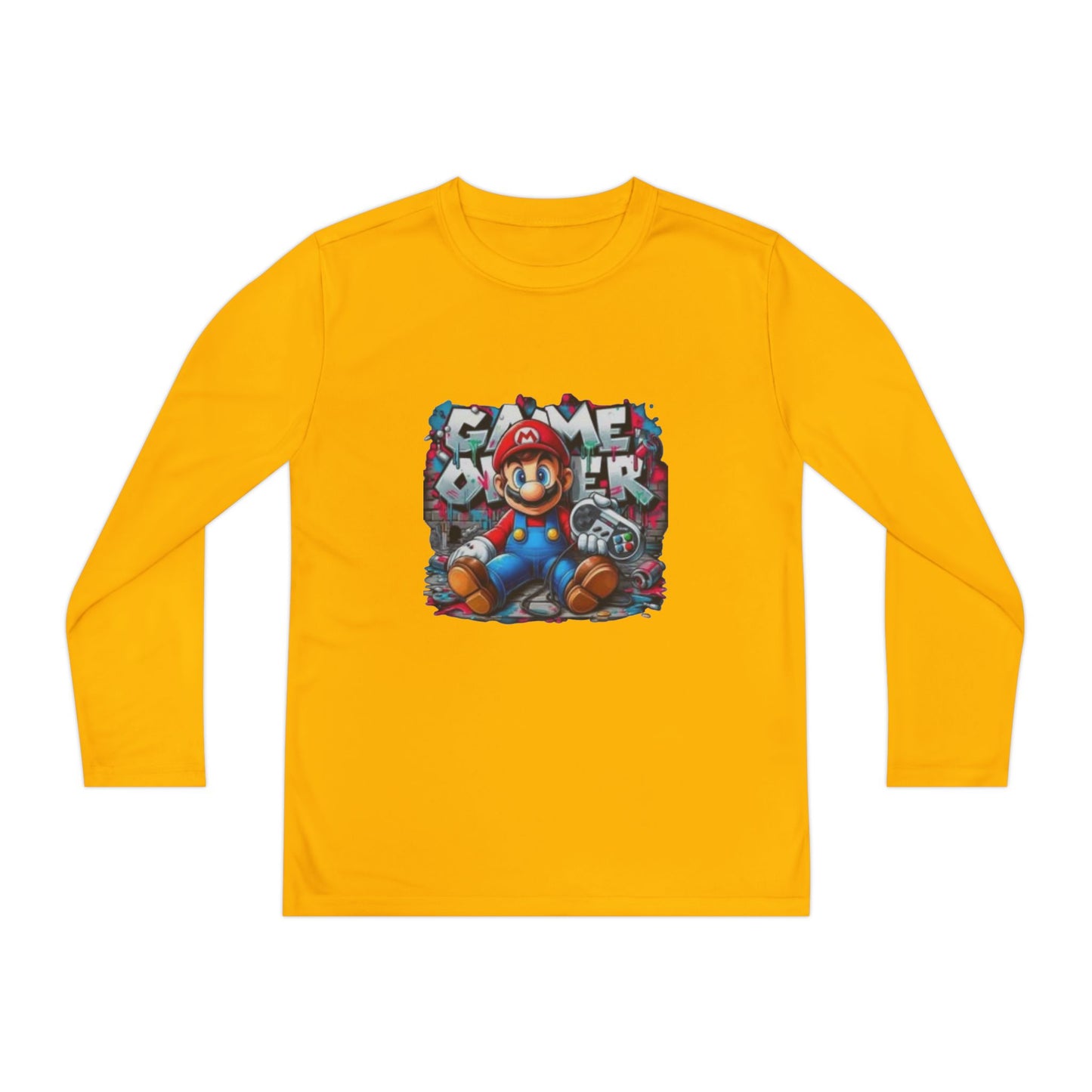 "Game Over" Graphic Youth Long Sleeve Gamer Character Tee