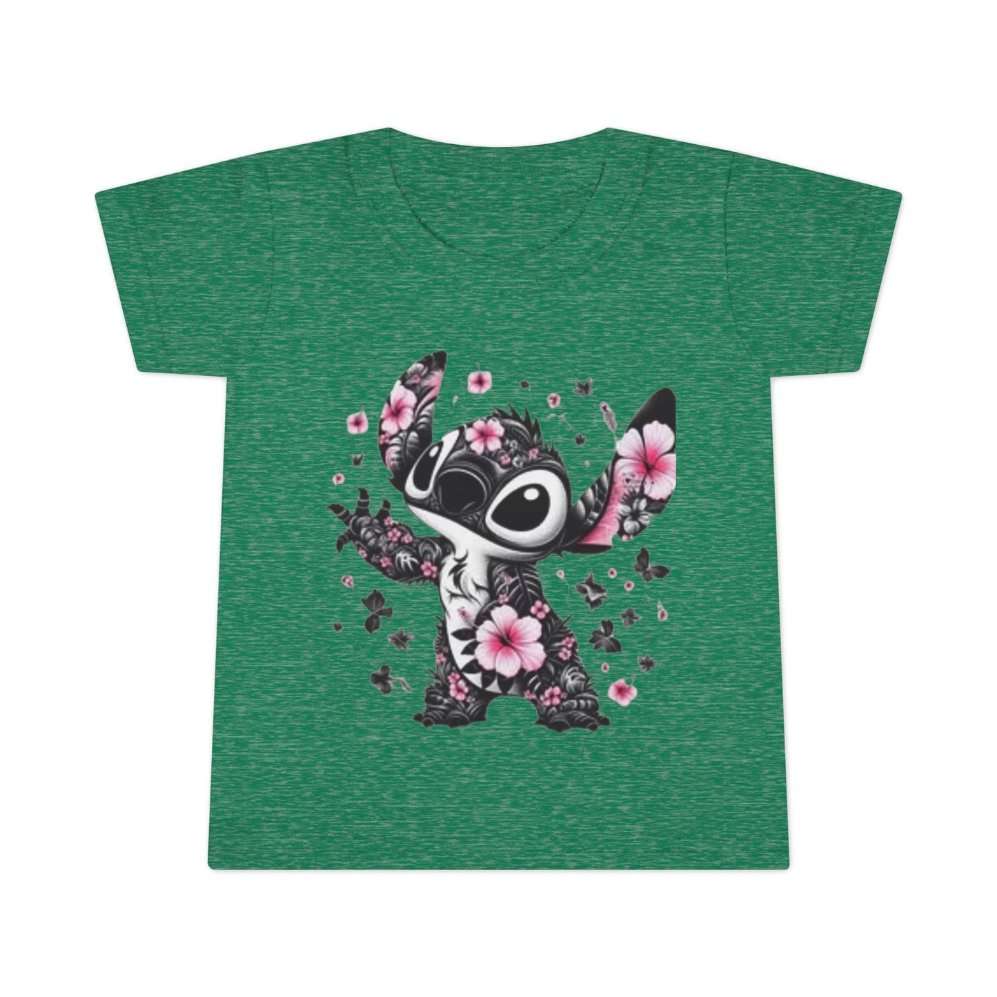 Toddler T-Shirt — Floral Stitch Character Kids Tee (Pink Hibiscus)