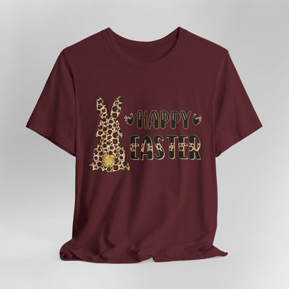 Leopard Print 'Happy Easter' Bunny Tee