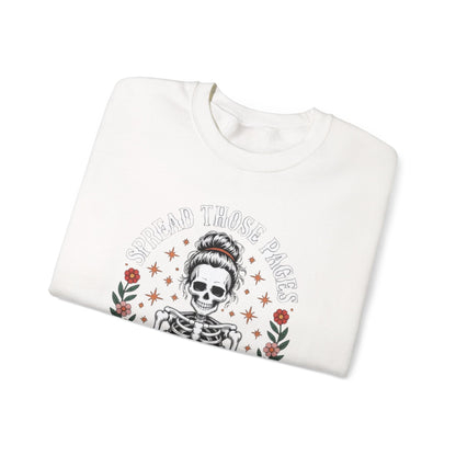 Skeleton Reading Sweatshirt — "And Then There Were None" Floral Gothic Crewneck
