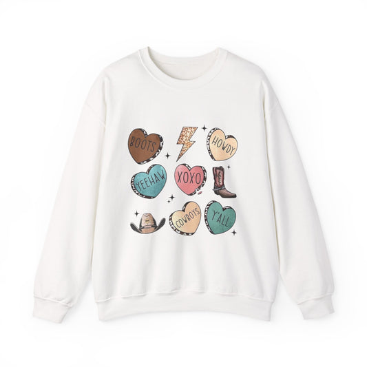 Cowgirl Conversation Hearts Sweatshirt – Western Hearts Graphic Crewneck