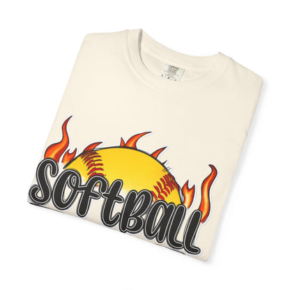Softball Dad T-Shirt — Flaming Softball Design