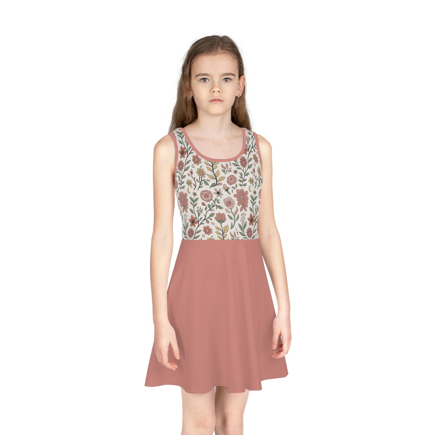 Floral Girls' Sundress, Girls Summer Dress, Kids Floral Dress, Cute Sleeveless Dress, Flower Dress for Parties