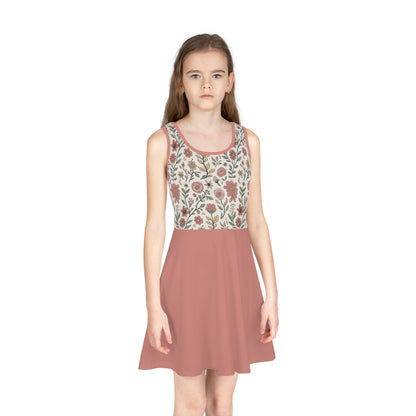 Floral Girls' Sundress, Girls Summer Dress, Kids Floral Dress, Cute Sleeveless Dress, Flower Dress for Parties