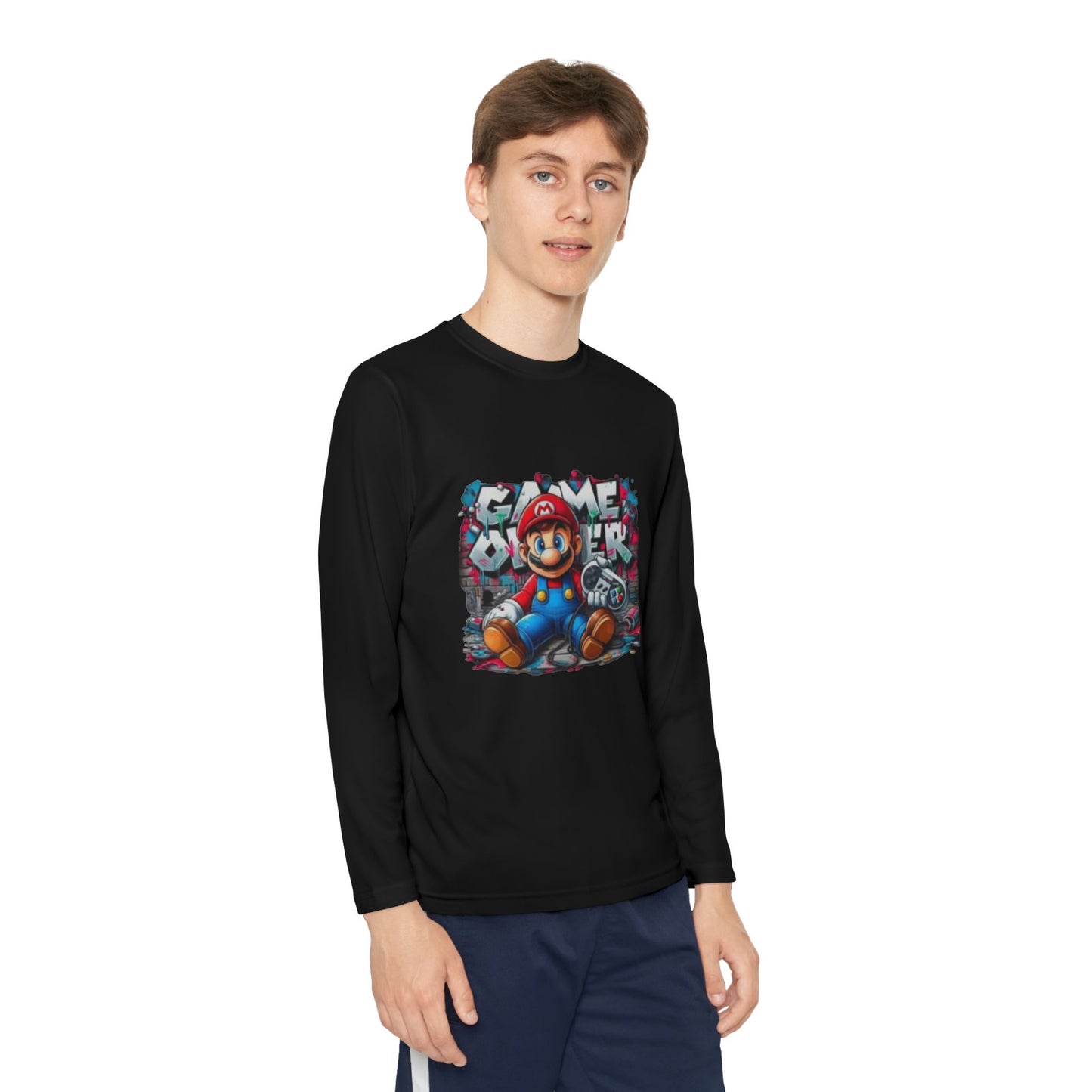 "Game Over" Graphic Youth Long Sleeve Gamer Character Tee