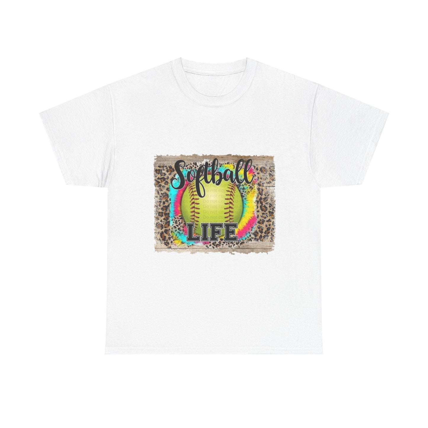 Softball Life Tee — Neon Softball Graphic with Leopard Accent