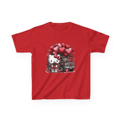 Kids Tee — Cute Kitty with Heart Balloons Valentine Shirt