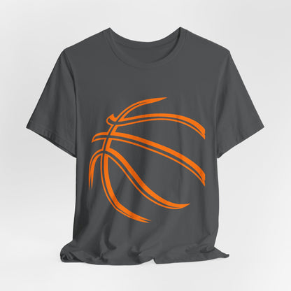 Basketball Line Art Tee — Orange Outline Basketball T-Shirt
