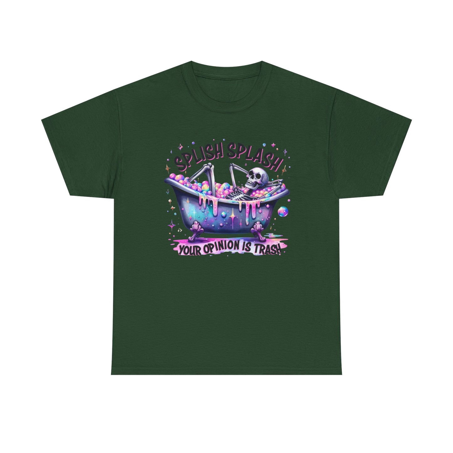 T-Shirt — "Splish Splash Your Opinion Is Trash" Bathtub Skull Graphic Tee