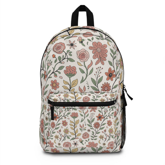 Floral Print Backpack, Cute Backpack for School