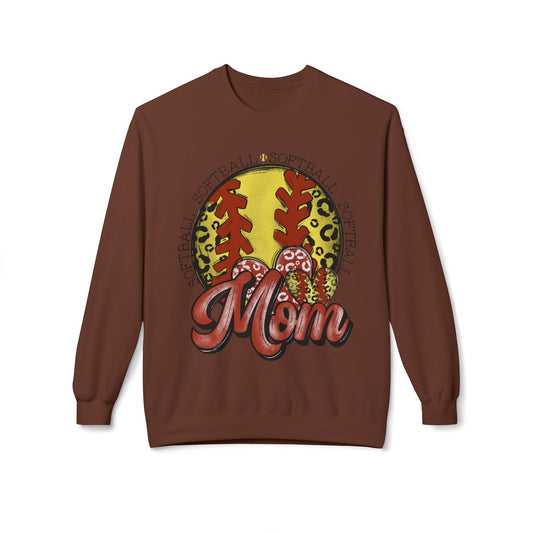Softball Mom Crewneck Sweatshirt – Leopard Stitch Ball Graphic