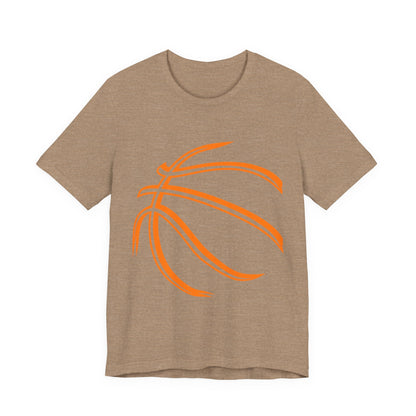 Basketball Line Art Tee — Orange Outline Basketball T-Shirt