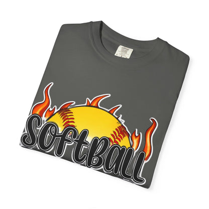 Softball Dad T-Shirt — Flaming Softball Design