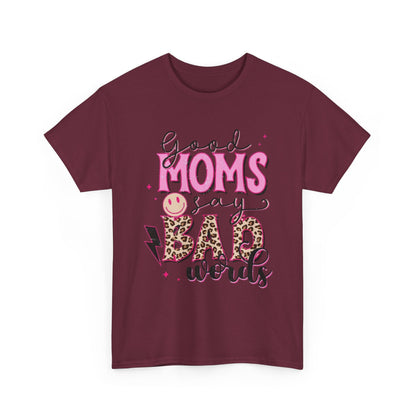 T-Shirt — "Good Moms Say Bad Words" Pink Leopard Graphic Mother's Day Tee