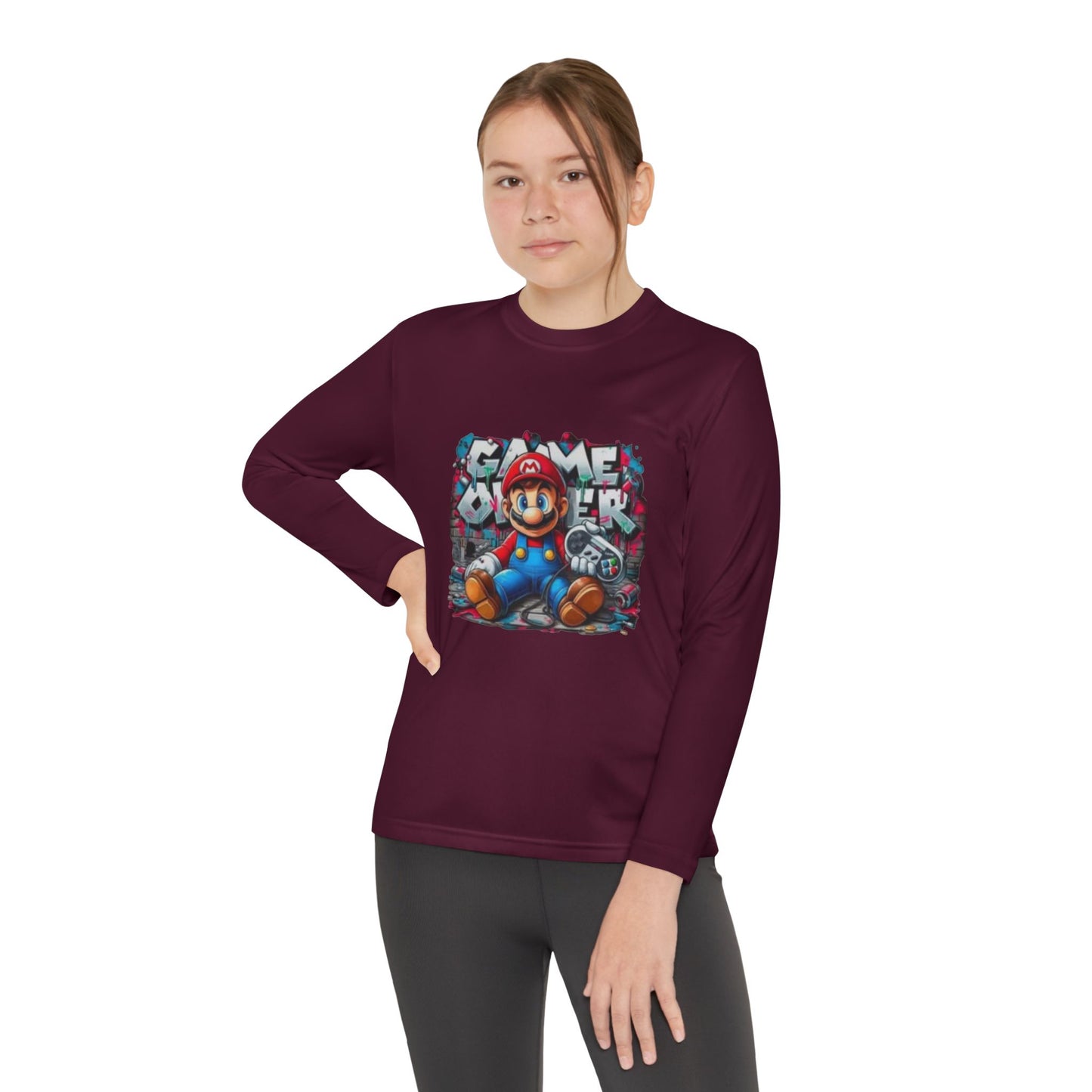 "Game Over" Graphic Youth Long Sleeve Gamer Character Tee