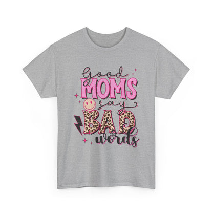 T-Shirt — "Good Moms Say Bad Words" Pink Leopard Graphic Mother's Day Tee