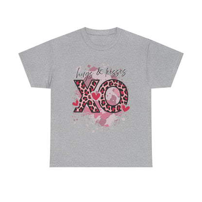 XO Hugs & Kisses Leopard Print Tee — Valentine's Day Graphic Shirt