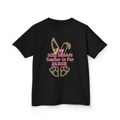 Kids Tee — Leopard Bunny Ears & 'This Little Bunny Is For Jesus' Easter Shirt
