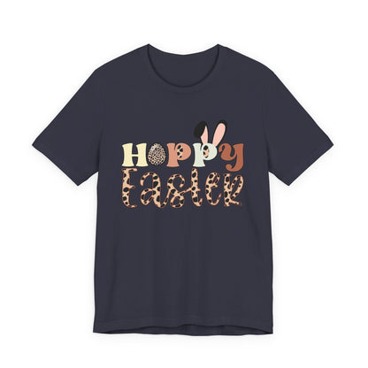 Happy Easter Leopard Print Tee — Cute Bunny Egg Holiday T-Shirt