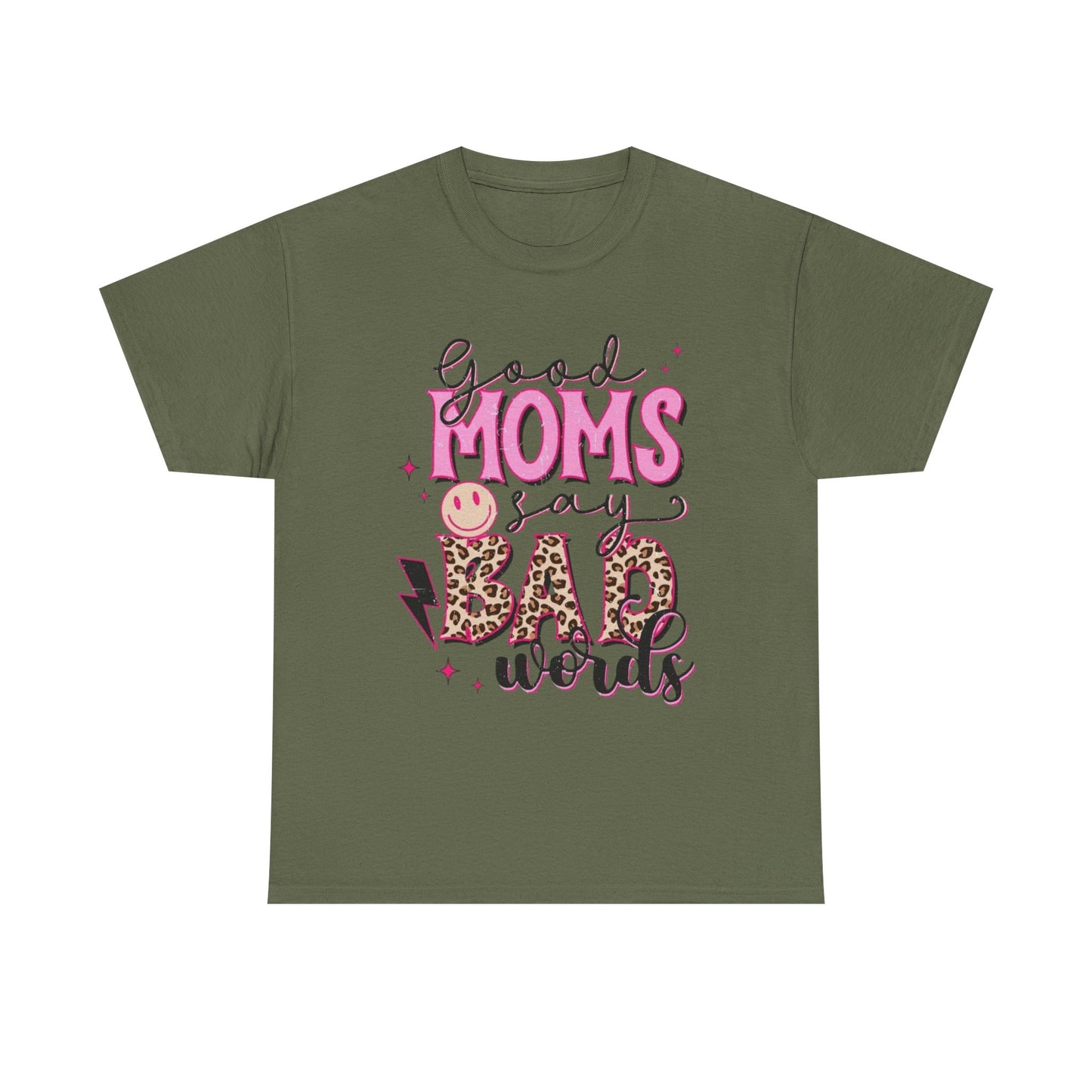 T-Shirt — "Good Moms Say Bad Words" Pink Leopard Graphic Mother's Day Tee