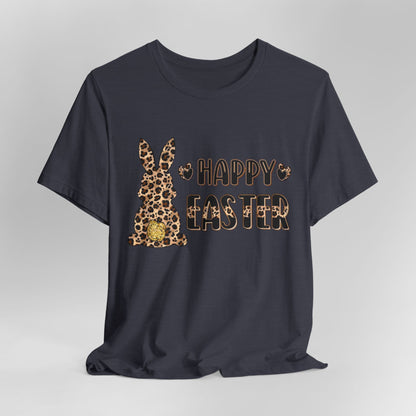 Leopard Print 'Happy Easter' Bunny Tee