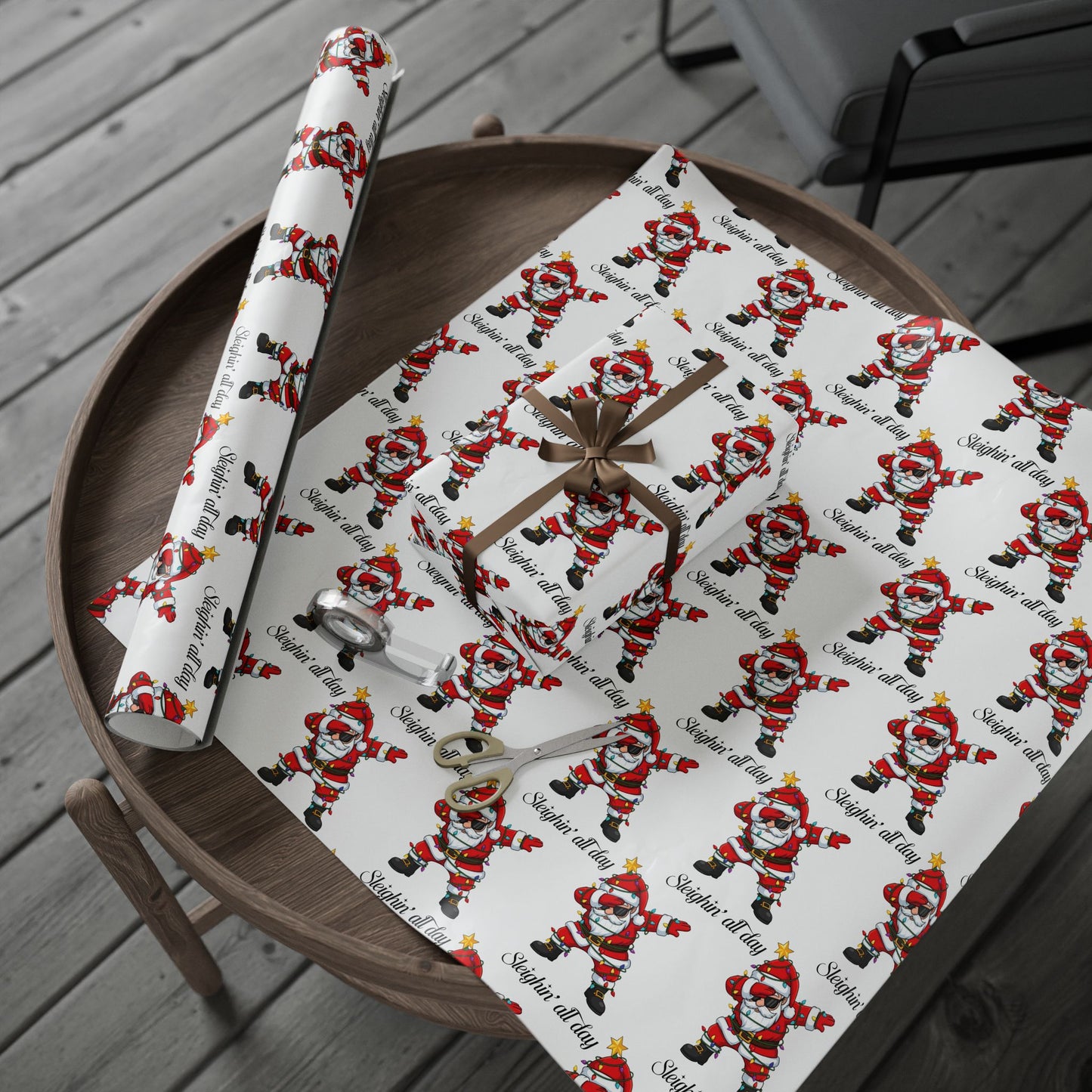 Sleighin' Santa- Wrapping Paper – Festive Holiday Gift Wrap