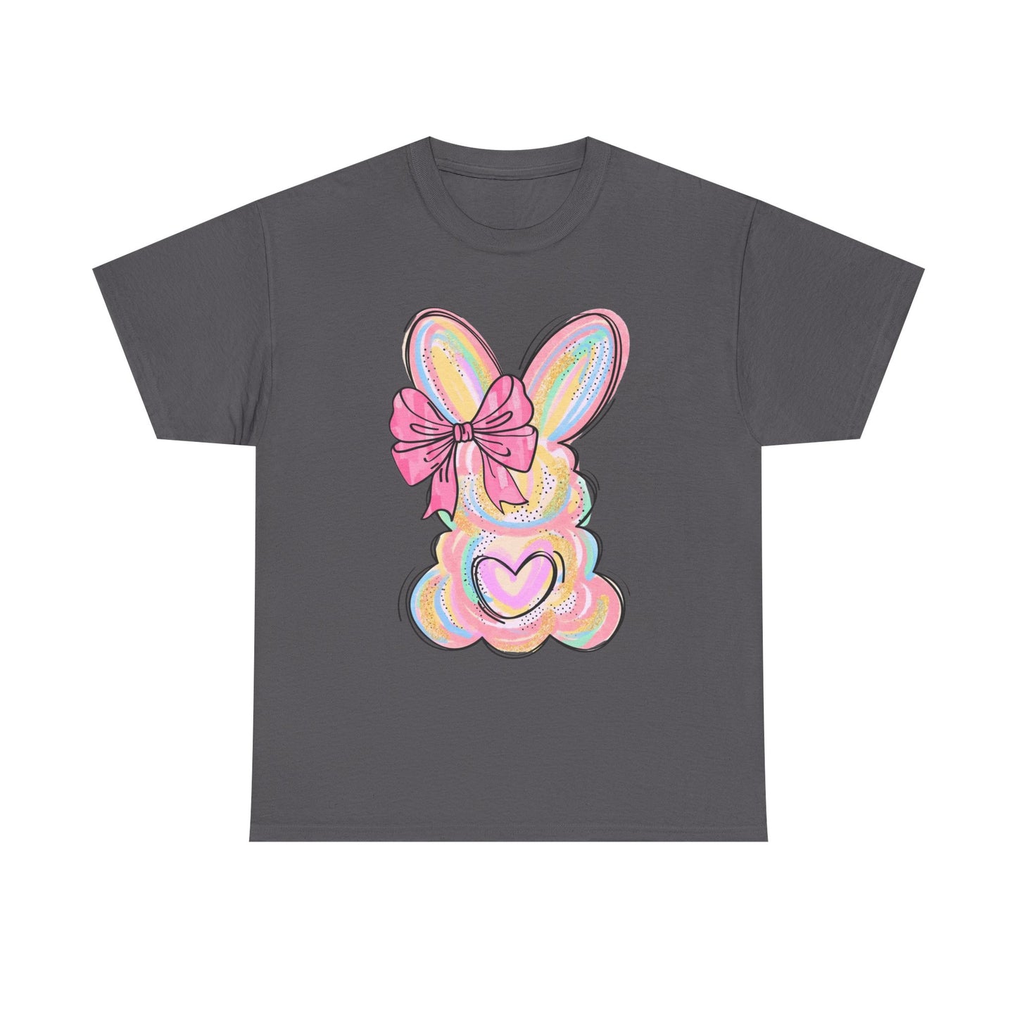 Pastel Bunny Heart T‑Shirt — Cute Easter Bunny Tee with Bow