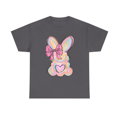 Pastel Bunny Heart T‑Shirt — Cute Easter Bunny Tee with Bow