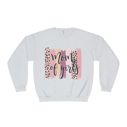 Mom of Girls Leopard Brushstroke Crewneck Sweatshirt