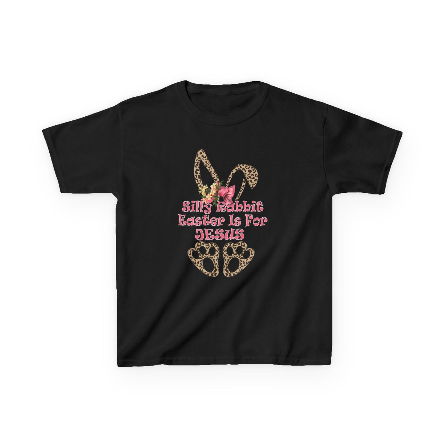 Kids Tee — Leopard Bunny Ears & 'This Little Bunny Is For Jesus' Easter Shirt