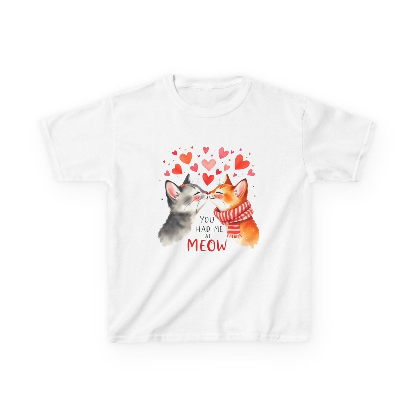 Kids Tee — Cute Cats 'You Had Me at Meow' Valentine Shirt