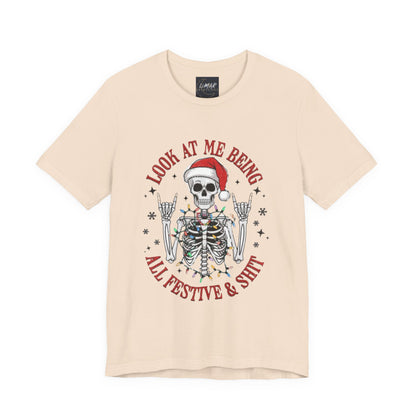 Festive Skeleton Tee - Unisex Jersey Short Sleeve T-Shirt