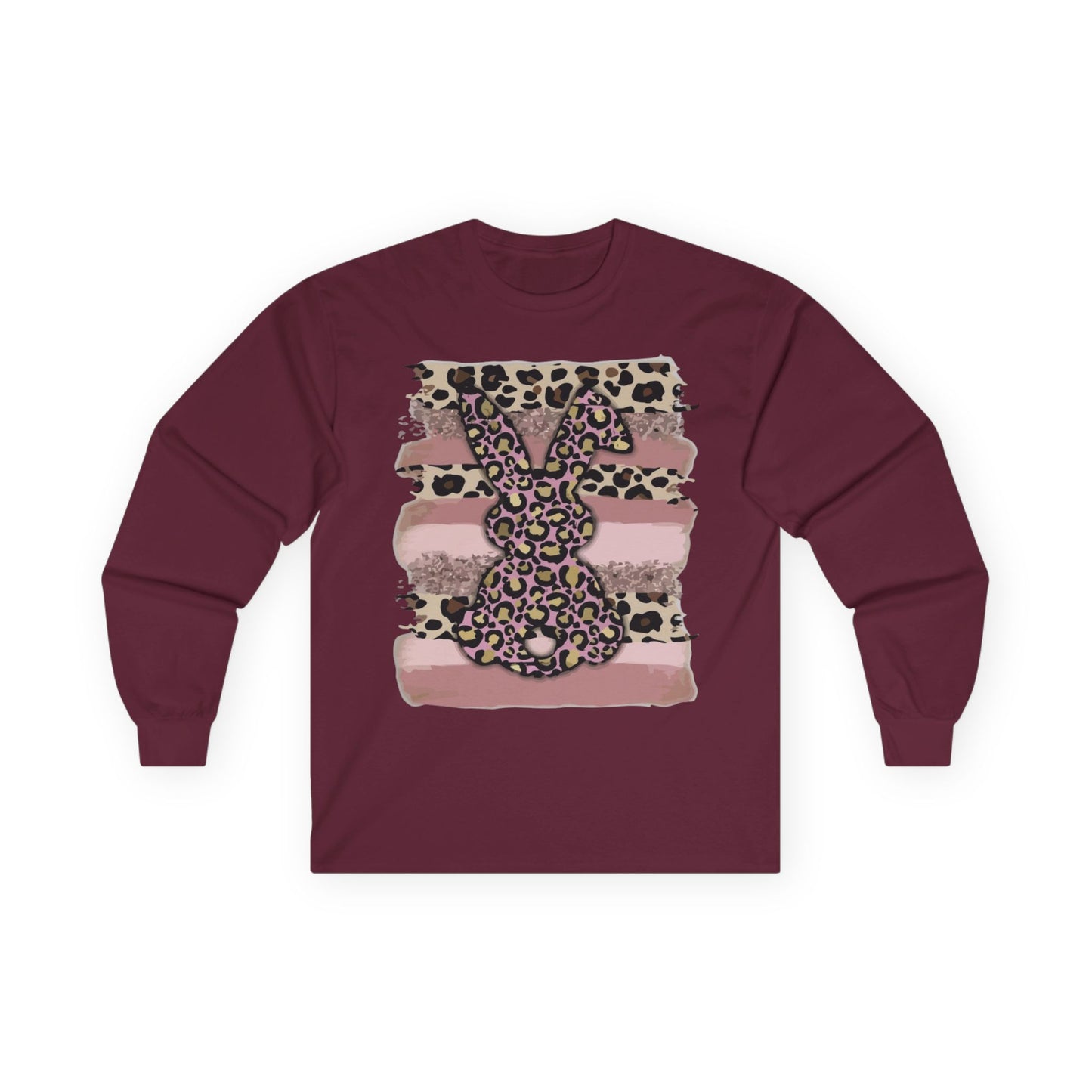 Leopard Bunny Long Sleeve Tee — Pink Stripes & Animal Print