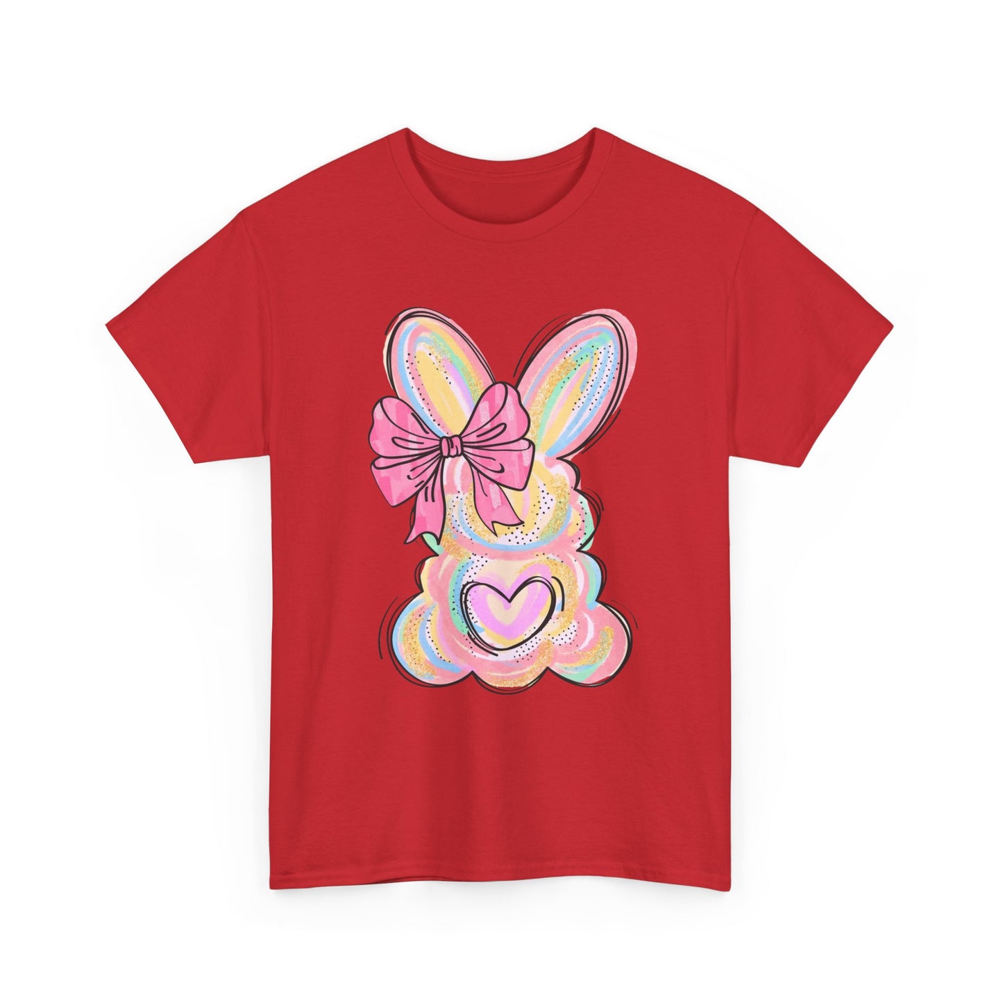 Pastel Bunny Heart T‑Shirt — Cute Easter Bunny Tee with Bow