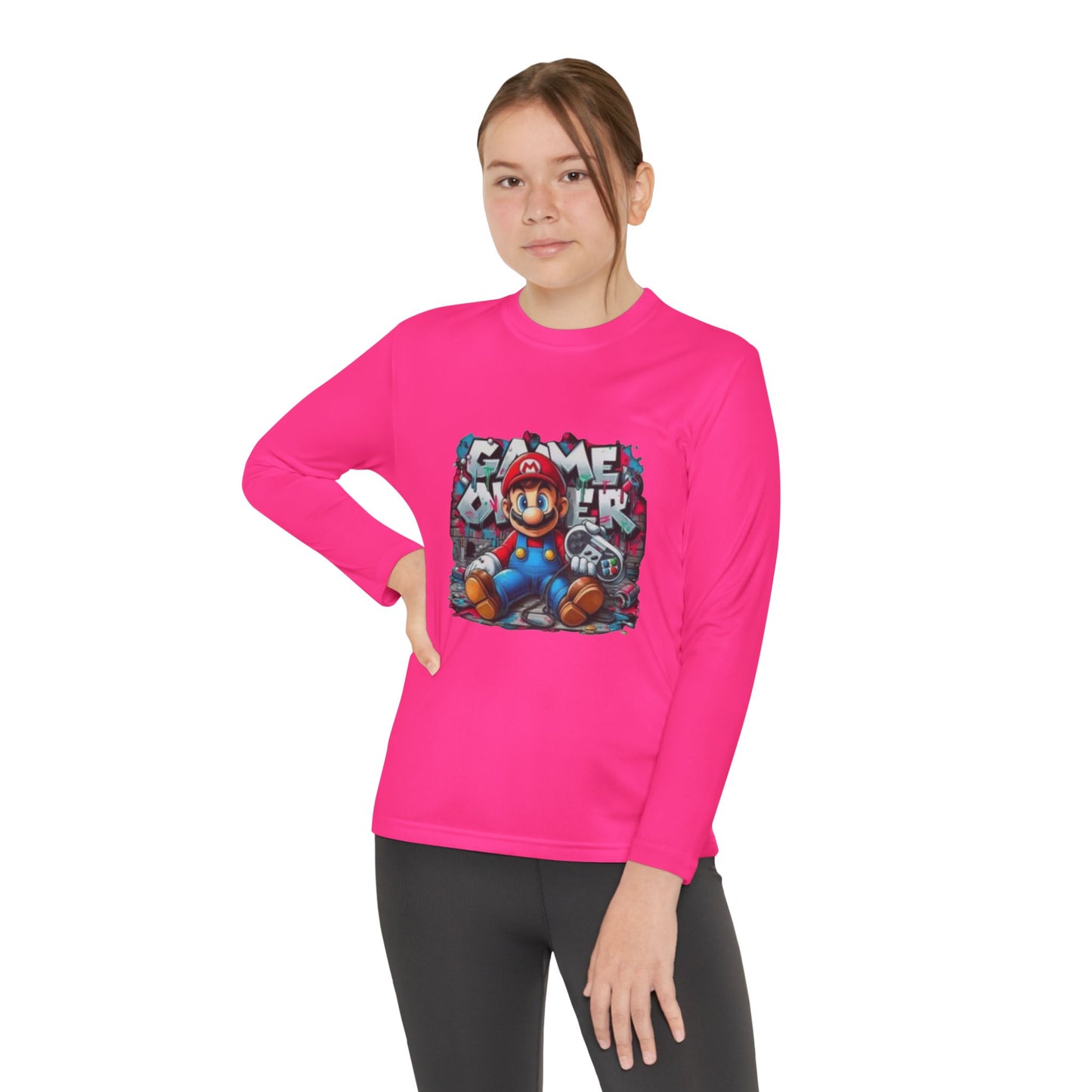 "Game Over" Graphic Youth Long Sleeve Gamer Character Tee