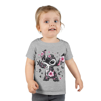 Toddler T-Shirt — Floral Stitch Character Kids Tee (Pink Hibiscus)