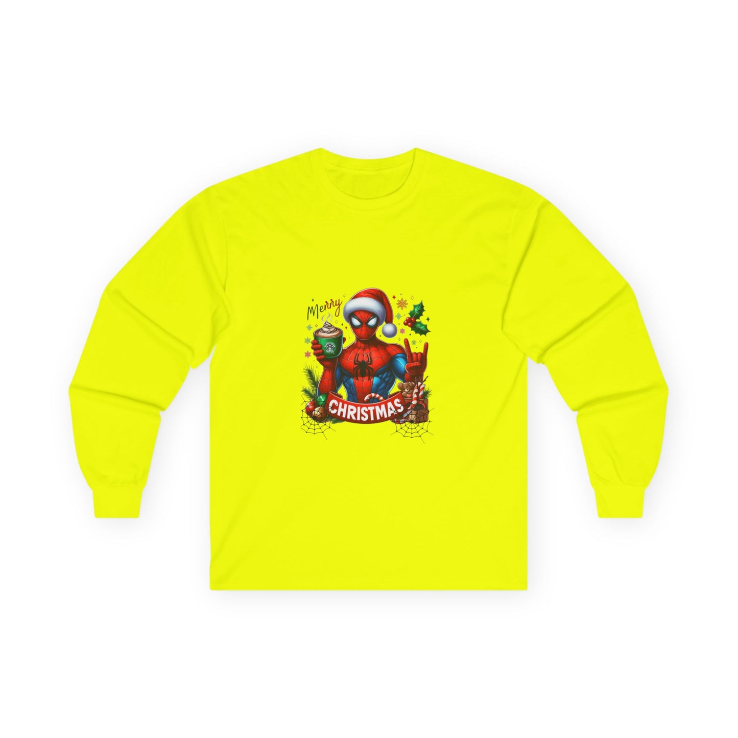 Christmas and Coffee with Spidey- Unisex Ultra Cotton Long Sleeve Tee