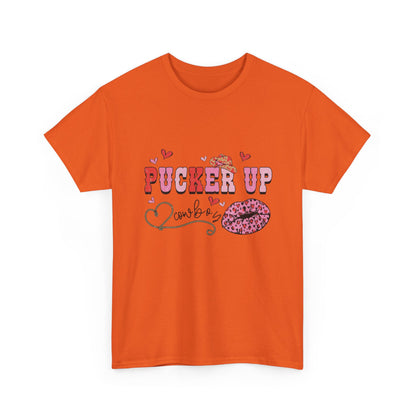 Pucker Up Kiss Graphic Tee – Cute Valentine’s Day Leopard Lip Design
